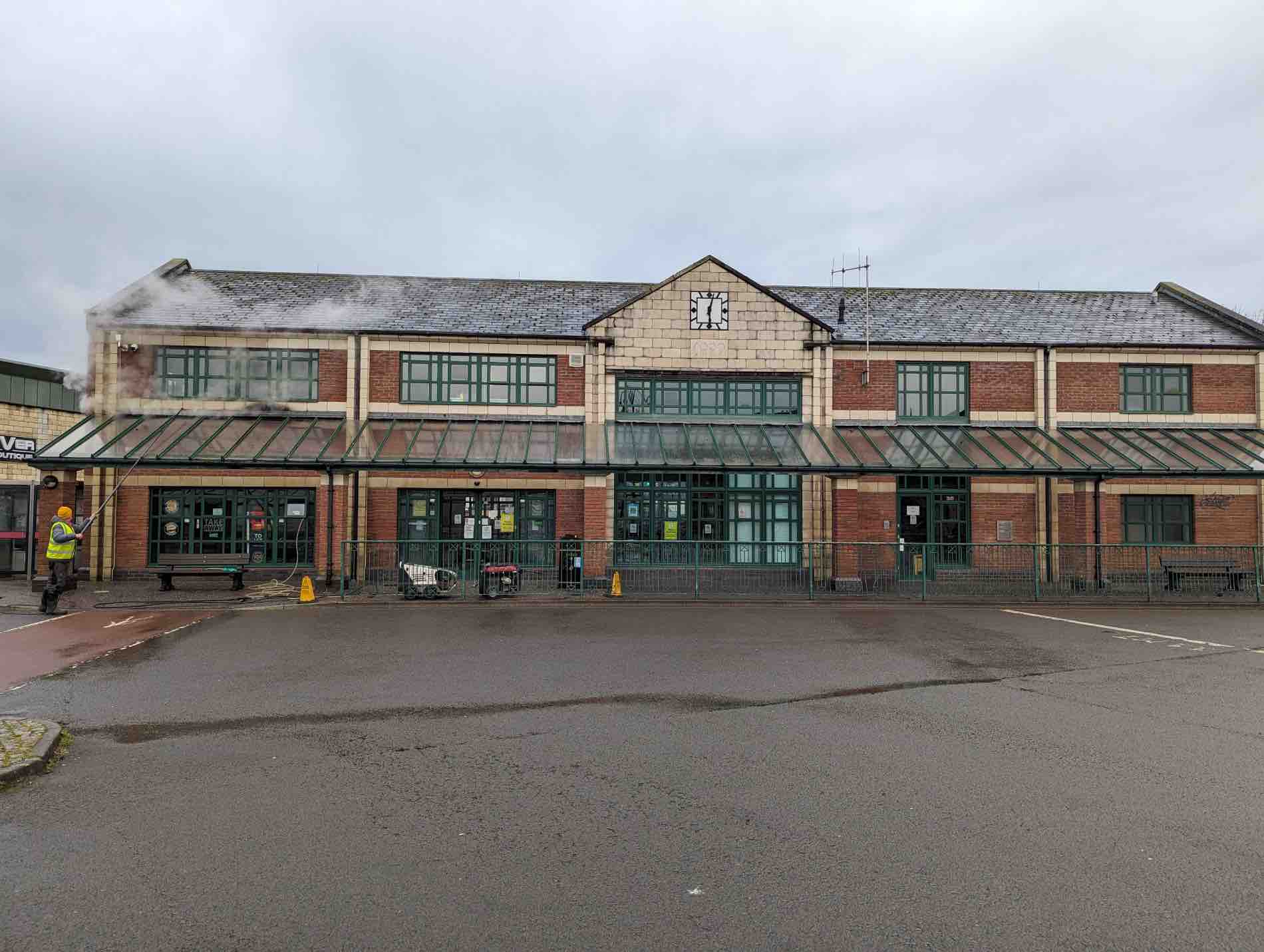 Steam Cleaning of the brickwork on Barnstaple Bus Station in Barnstaple